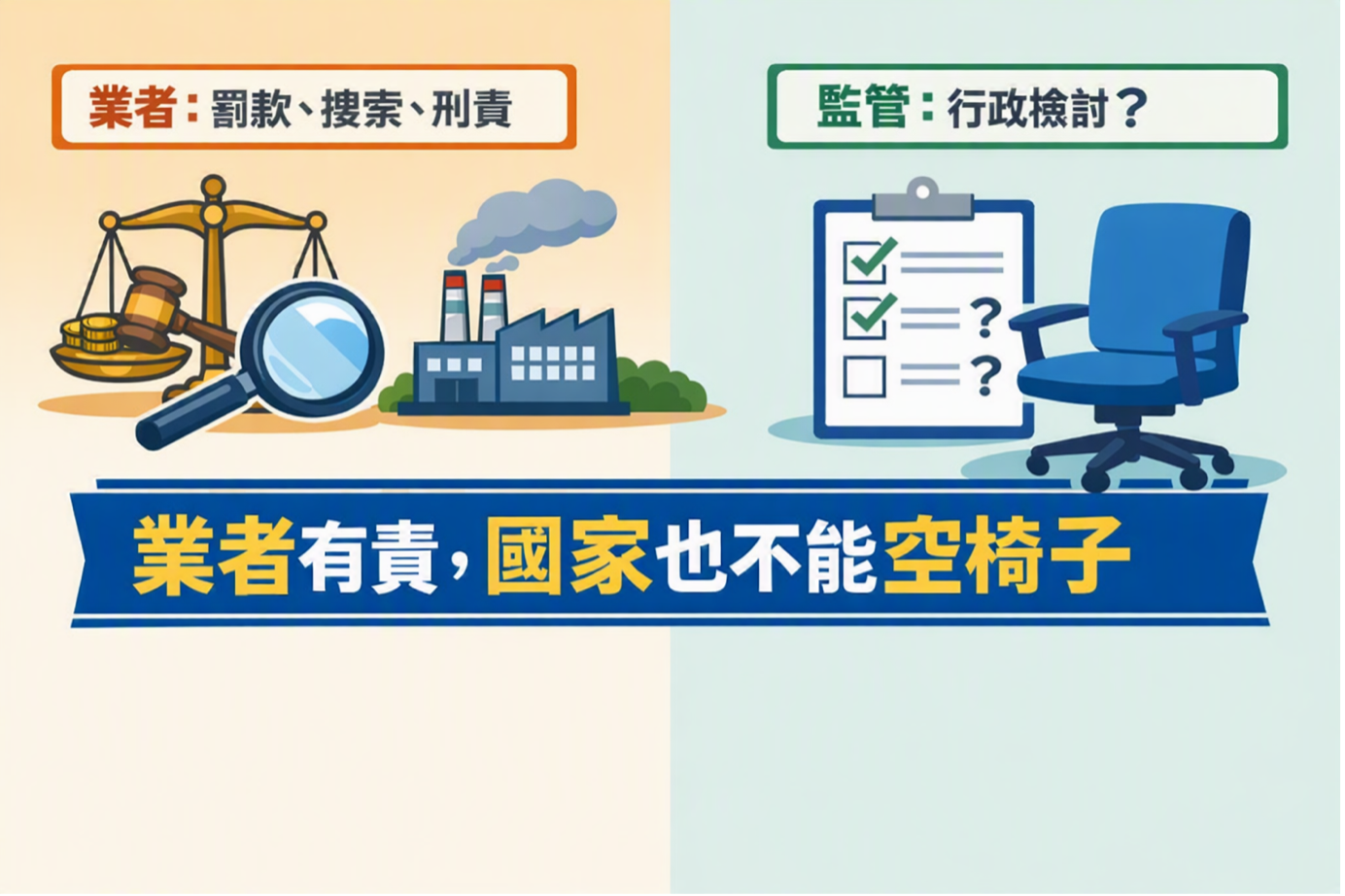業者法律責任與國家監管責任落差示意圖